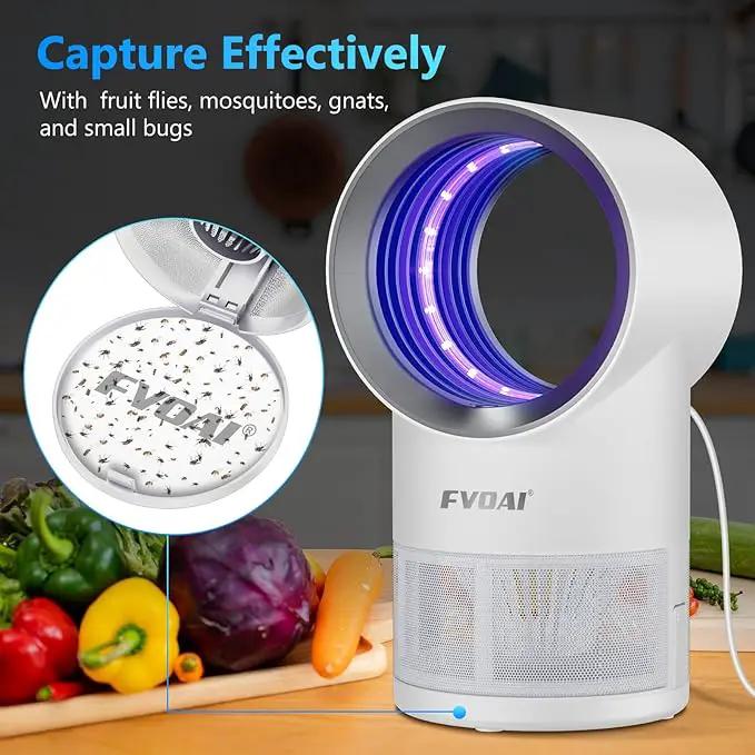 Fruit Fly Trap for Indoors, Fly Traps Indoor for Home Indoor Insect Trap with Suction, Time Setting, Bug Light & 10 Pcs Sticky Glue Boards (White) by GreenHaven Gardens