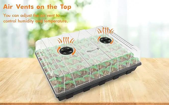 Gardzen Seed Starter Tray, 5 Pack Smiling Face Plant Germination Trays with Total 350-Cell, Seed Starter Kit with Humidity Vented Domes and Bases for Starting Vegetable Flower Herb Seeds 18" x 14" by GreenHaven Gardens