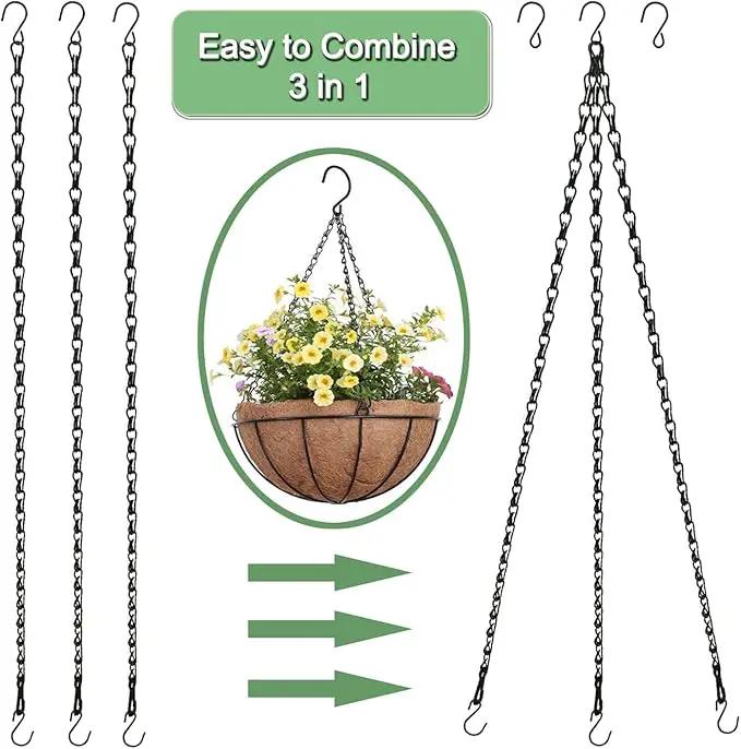 15 Pack BLK Storagehook Black Hanging Chains with Hooks, 21" Chain for Hanging Planter, Bird Feeders, Baskets Billboards Lanterns Wind Chimes Ornaments by GreenHaven Gardens