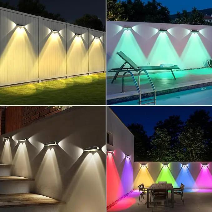 OUTON Solar Fence Lights Outdoor, 3-Side RGBCW Fence Light Solar Powered, 10 Modes Dusk to Dawn Auto ON/Off Deck Lights, IP65 Waterproof Outside Light for Garden Step Patio Backyard Wall, 8-Pack by GreenHaven Gardens