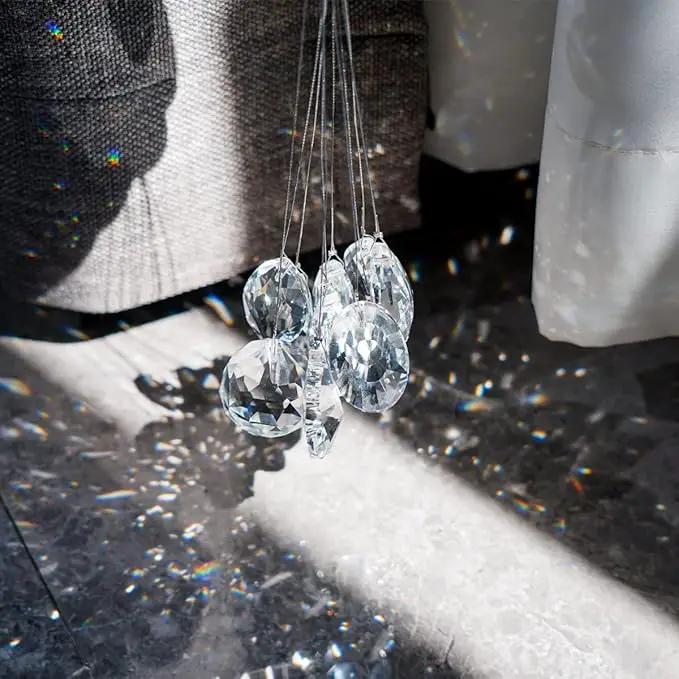 kanpura Pack of 10 Clear Crystal Suncatcher Chandelier Lamp Lighting Drops Pendants,Hanging Glass Ball Prisms Window Home Decor by GreenHaven Gardens