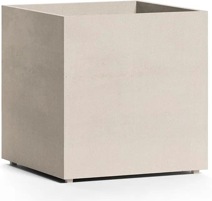 Reglito Cube Planter – Fiberglass Indoor/Outdoor and Weather-Resistant Large Planter (Sand Stone, 19.7" L x 19.7" W x 20.3" H) by GreenHaven Gardens