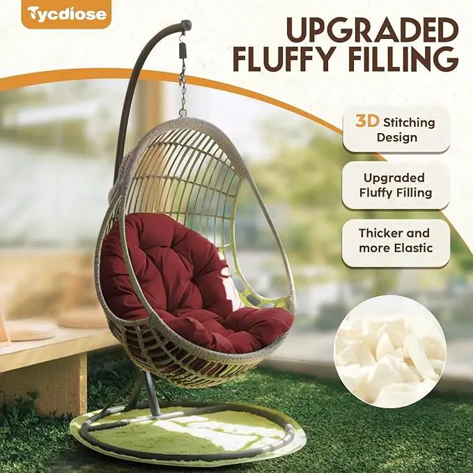 Egg Chair Cushion Replacement, Waterproof Outdoor Hanging Egg Chair Cushion Hammock Swing Chairs Cushions Pads, U-Shaped Thickened Cushions for Hanging Eggs Chairs, 47x33x7 Inches (Red) by GreenHaven Gardens