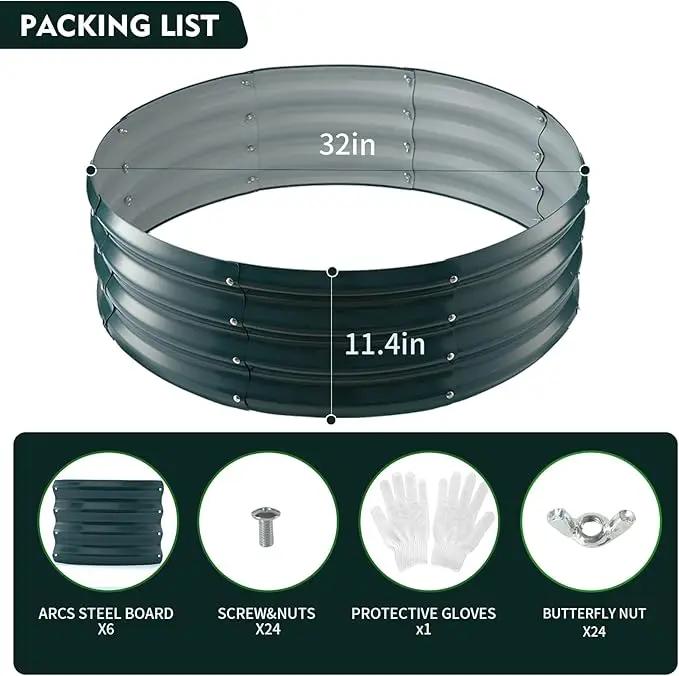 Galvanized Raised Garden Beds for Gardening - 2.7x2.7x1ft Round Metal Planter Boxes Above Ground Outdoor for Vegetables,Flowers,Herbs, Garden Container Green by GreenHaven Gardens