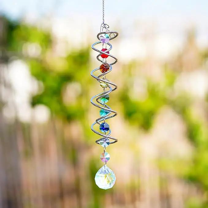 H&D HYALINE & DORA Sun Catchers for Windows,Crystal Sun Catcher with Seven Chakra Beads,Decorative Wind Spinner Tail Suncatcher for Indoor Christmas Decoration17.7in by GreenHaven Gardens