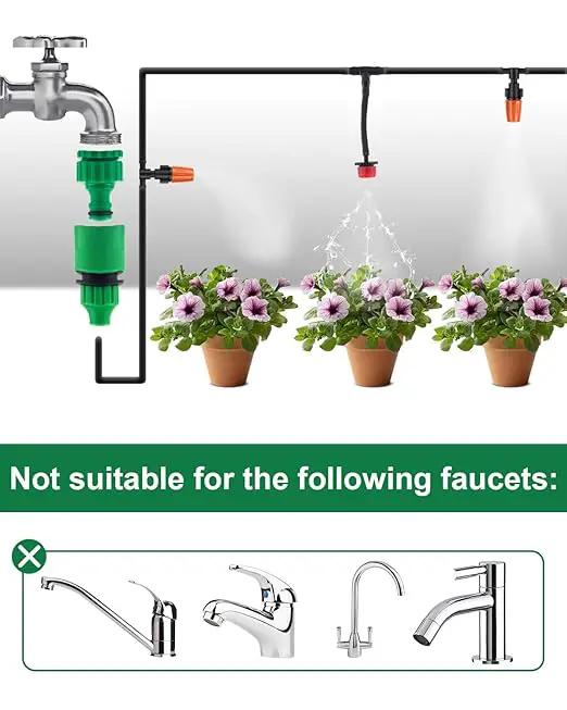 Garden 50Ft Automatic Micro Irrigation System, 1/4" Blank Distribution Plant Watering Irrigation Kit Accessories Include Atomizing Nozzle Mister Dripper for Garden Flower Bed,Patio,Lawn … by GreenHaven Gardens
