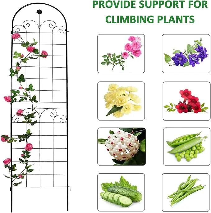 2 Pack Metal Garden Trellis 86.7" H Garden Fence Rustproof Trellis for Climbing Plants Support Roses Flower Outdoor Lawn Black by GreenHaven Gardens