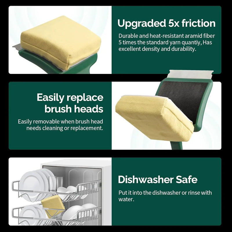 Replaceable Cleaning Head -Yellow (No Handle).Unique Aramid Fiber Twill Pad Perfect for Cast Iron/Stainless-Steel Grates by GreenHaven Gardens