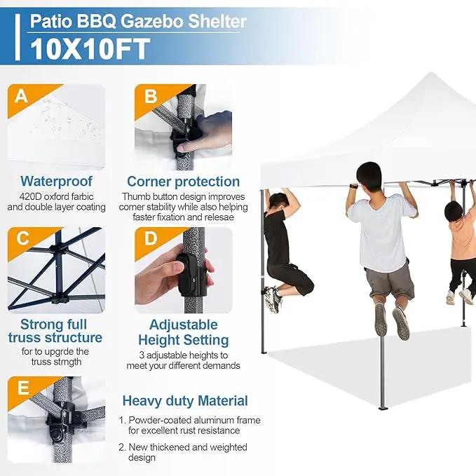 COBIZI 10x10 Pop Up Canopy Tent 10x10 Easy up Canopy, Heavy Duty Outdoor Canopy UPF 50+ All Weather Waterproof Instant Party Tents for Parties Gazebo with Handbag, White(Windproof Upgraded) by GreenHaven Gardens
