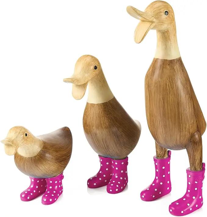 GUTE Duck Yard Decorations Yard Art Garden Puddle Ducks with Pink Spotted Wellies Boots, Valentine's Day Yard Statues, Duck Figurine Statue - Waterproof Indoor & Outdoor Lawn Ornament by GreenHaven Gardens