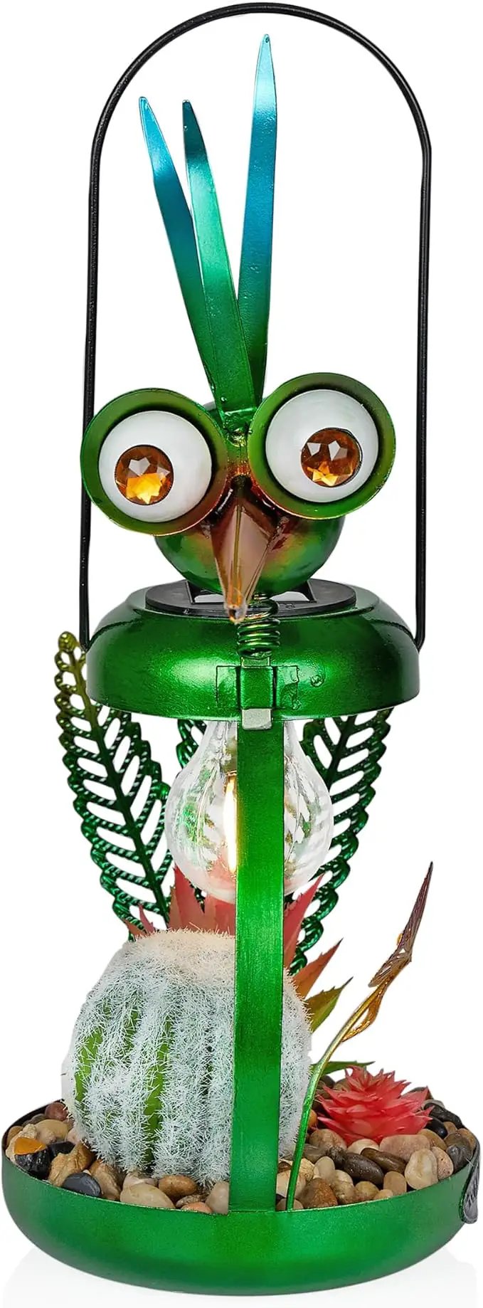 Alpine Corporation LYT292SLR-HH Solar-Powered Metal Heron w/Garden Enclosed LED Light Decor, Solar Patio Decor, 16''H, Green by GreenHaven Gardens