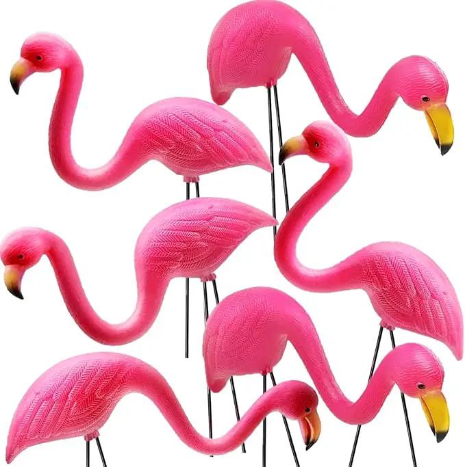 GiftExpress Pink Flamingos Yard Decorations - 6 Pack Small 14" Tall Plastic Flamingo Statue w/Metal Stakes - Flamingo Lawn Ornaments & Garden Decor for Outdoor Parties by GreenHaven Gardens