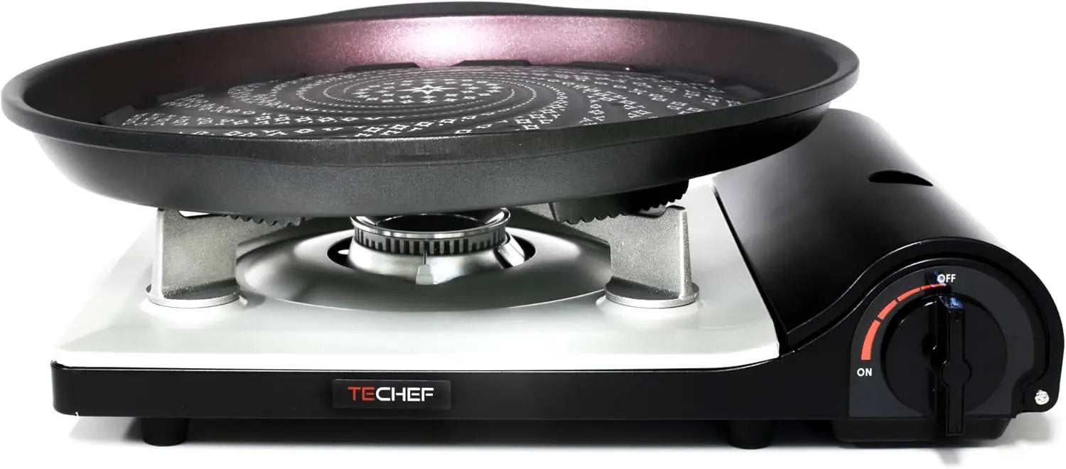 TECHEF - Stovetop Korean BBQ Non-Stick Grill Pan with Agni Portable Gas Stove Burner, Made in Korea (Grill Pan w Stove) by GreenHaven Gardens