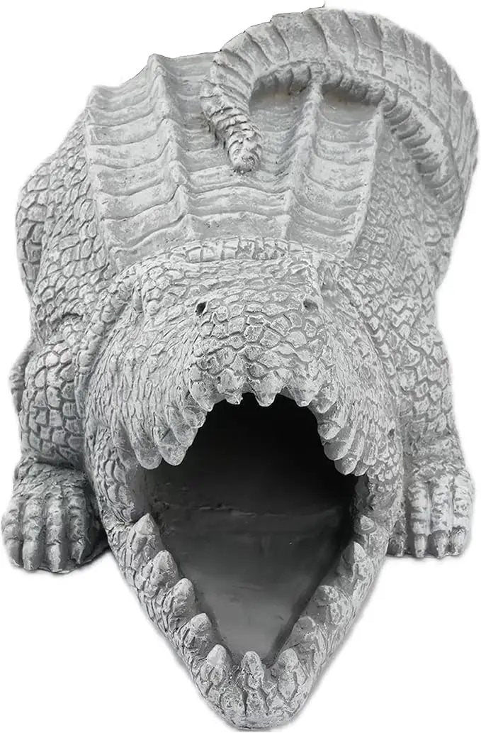 Elenon Crocodile Decorative Gutter Downspout Extension Statue, Gutter Guardian Rain Downspout Extender, Garden Splash Block Outdoor Sculpture for 3" × 4" Down Spouts Decor by GreenHaven Gardens