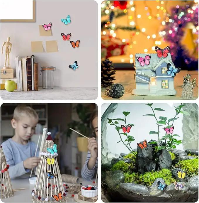 80pcs Micro Resin Butterflies, 1.6Inch Colourful Miniature Tiny Butterflies Crafts Mini Resin Butterflies for Decoration Doll House Decor Dream Garden Fairy Toys Landscape Miniature Things by GreenHaven Gardens