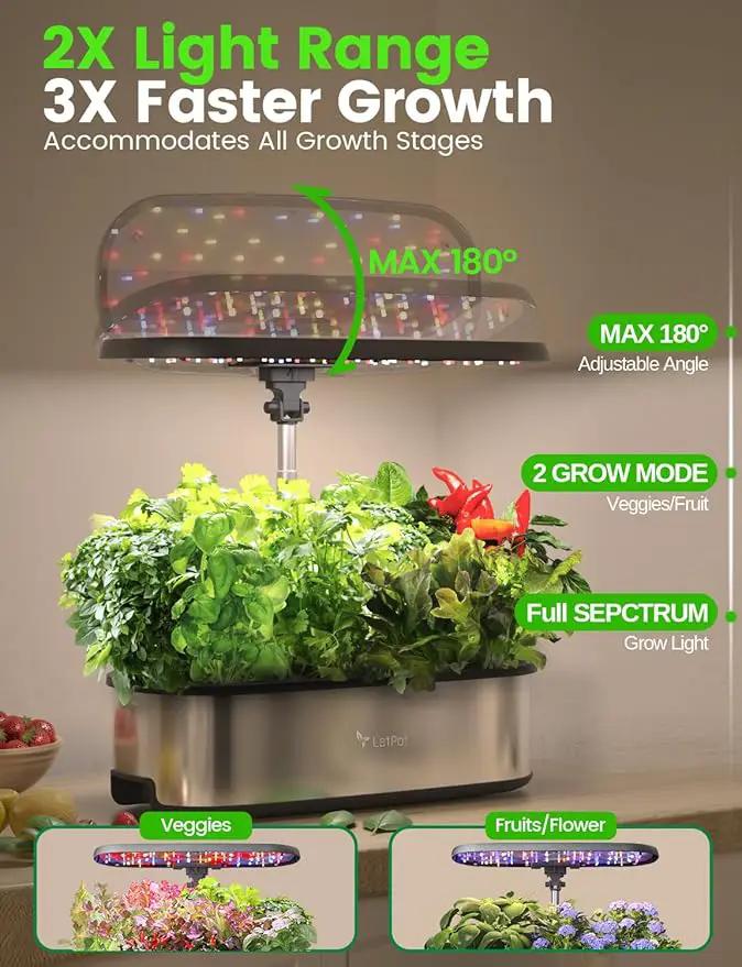 LetPot LPH-SE Hydroponics Growing System, 12 Pods Smart Herb Garden Kit Indoor, Indoor Garden, APP & WiFi Controlled, with 24W Growing LED, 5.5L Water Tank, Pump System, Automatic Timer by GreenHaven Gardens