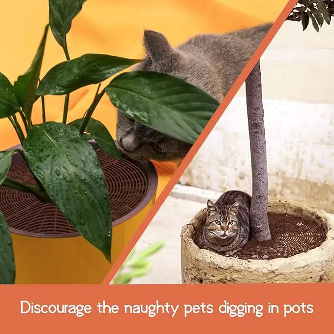 3 Pcs Plant Pot Grid Cover Protectors from Animals- Diameter 20.8" Cuttable Flower Pot Cover with 36 Stakes, Keep Cats Out of Potted Plants, Cat Digging Stopper Baby Safety Soil Cover for Indoor by GreenHaven Gardens
