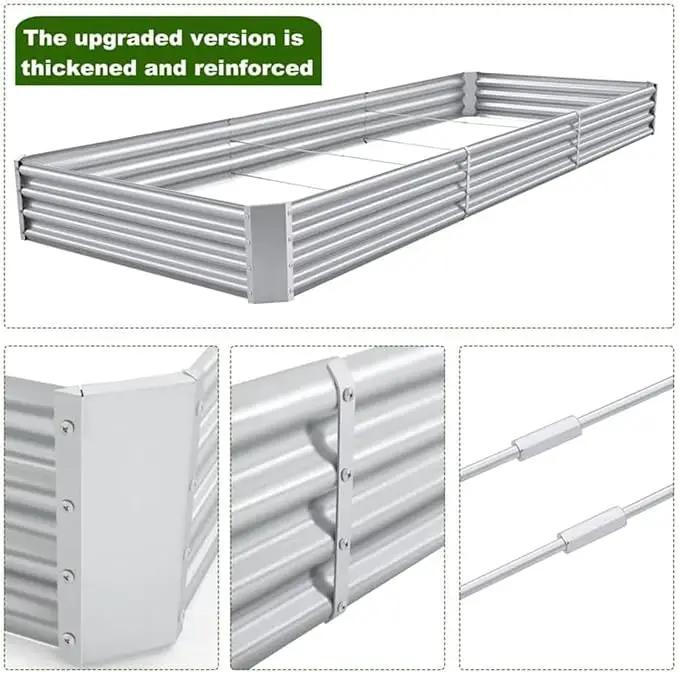 Land Guard 12×4×1ft Galvanized Raised Garden Bed Kit for Vegetables 2 Pack, Galvanized Super Large Metal Planter Raised Garden Boxes Outdoor by GreenHaven Gardens