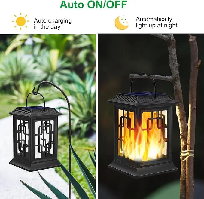 Solar Lanterns Outdoor Waterproof, Hanging Solar Lights for Outside Black Hanging Solar Powered Lantern Decorative for Garden Yard Patio, 4 Pack by GreenHaven Gardens