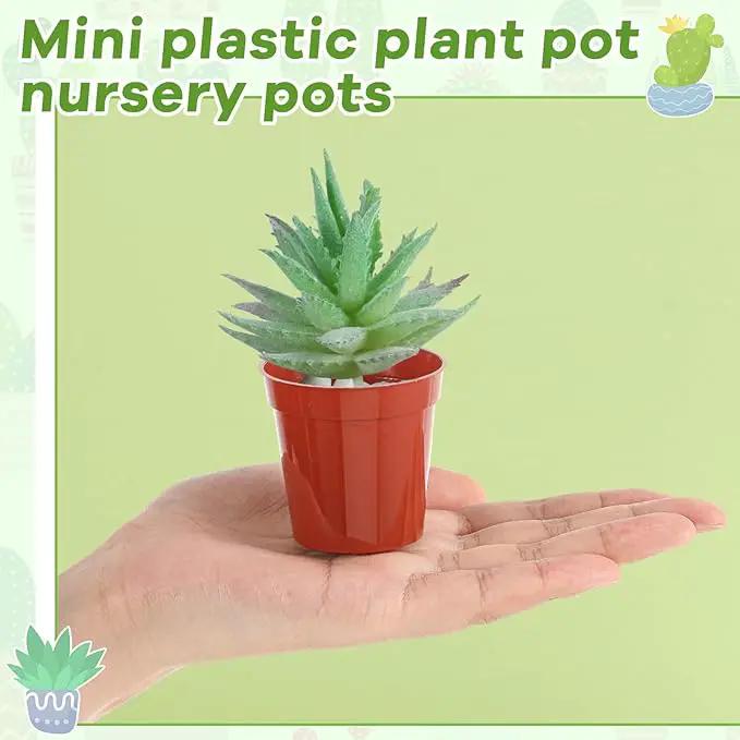Yaomiao 200 Pcs 2 Inch Red Mini Plastic Plant Pot Nursery Seedling Pots Seed Starter with Drainage Holes for Indoor Outdoor Garden Succulent Plants Cuttings Transplanting by GreenHaven Gardens