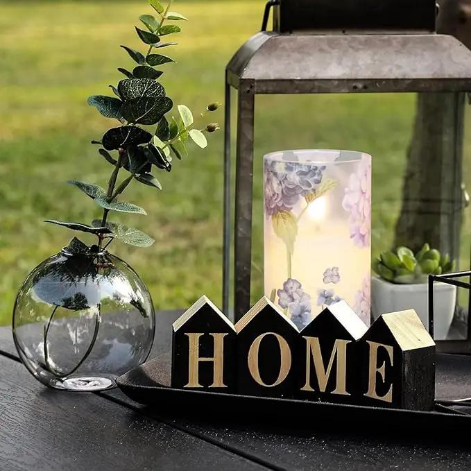 Hydrangea Flameless Candles Flickering, Spring LED Battery Operated Candles with Remote Timer, Glass and Real Wax Pillar Candles for Garden Home Decor(Set of 3, D3 xH4 5" 6") by GreenHaven Gardens