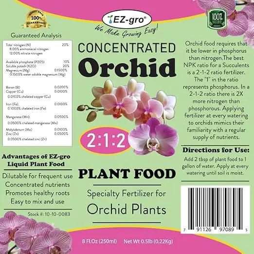 Professional Liquid Orchid Fertilizer by EZ-gro | 3:1:2 Ratio of Concentrate Indoor Plant Fertilizer for Orchid Food | 8 oz by GreenHaven Gardens