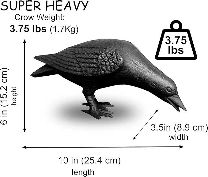 NACH Cast Iron Crow Statue, Head Down Raven, Large Garden Statues, Crow Garden Sculpture, Bird Figurines Home Decor, Crow Decor, Raven Decor, Black Bird Statue, 10 x 3.5 x 6 inches, JS-90-7117 by GreenHaven Gardens