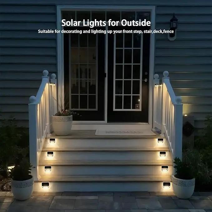 Solar Outdoor Lights, 8 Pack Solar Fence Deck Lights, Waterproof Outside Lighting for Step Railing Wall Pool Stair Yard Garden Patio Pool Decorations (Warm White) by GreenHaven Gardens