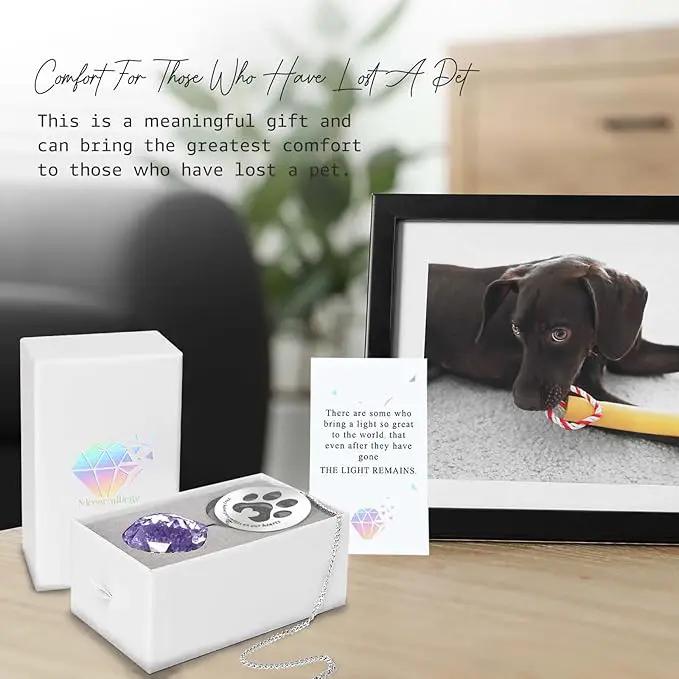 Dog Memorial Gifts, Unique Loss of Pet Sympathy Idea, Purple Crystal Ball Rainbow Suncatcher with Paw Print for Cat or Dog Remembrance and Bereavement by GreenHaven Gardens