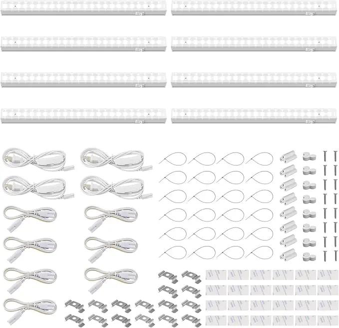 Barrina Grow Lights for Indoor Plants, 5000K White Full Spectrum Led Grow Light, 1ft Plant Grow Light, LED Grow Light, T5 Grow Light Strip, Plug and Play, 8-Pack by GreenHaven Gardens