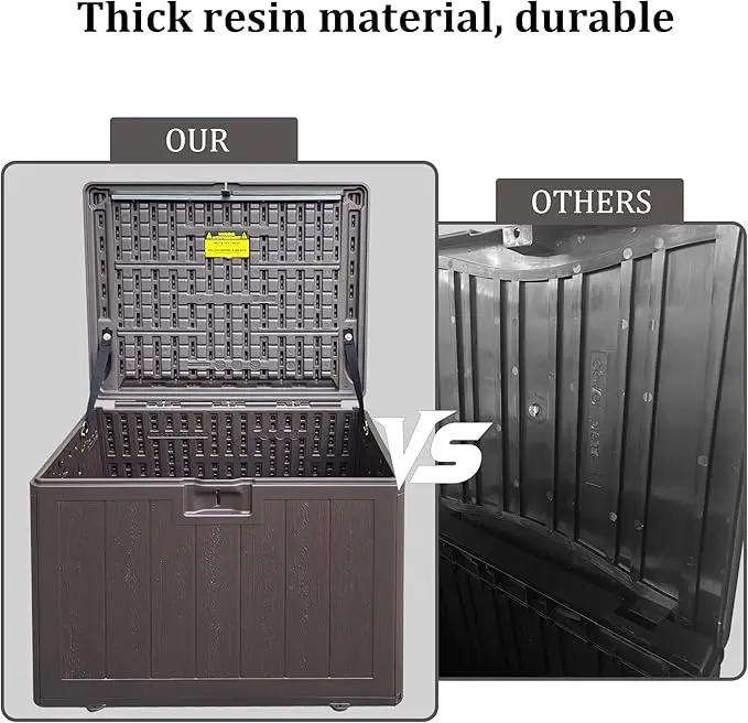 33 Gallon Pro Waterproof Outdoor Storage Bin Resin Deck Box for Patio, Poolside, and Garden, Lockable & UV-Resistant, Ideal for Small Spaces, Brown by GreenHaven Gardens