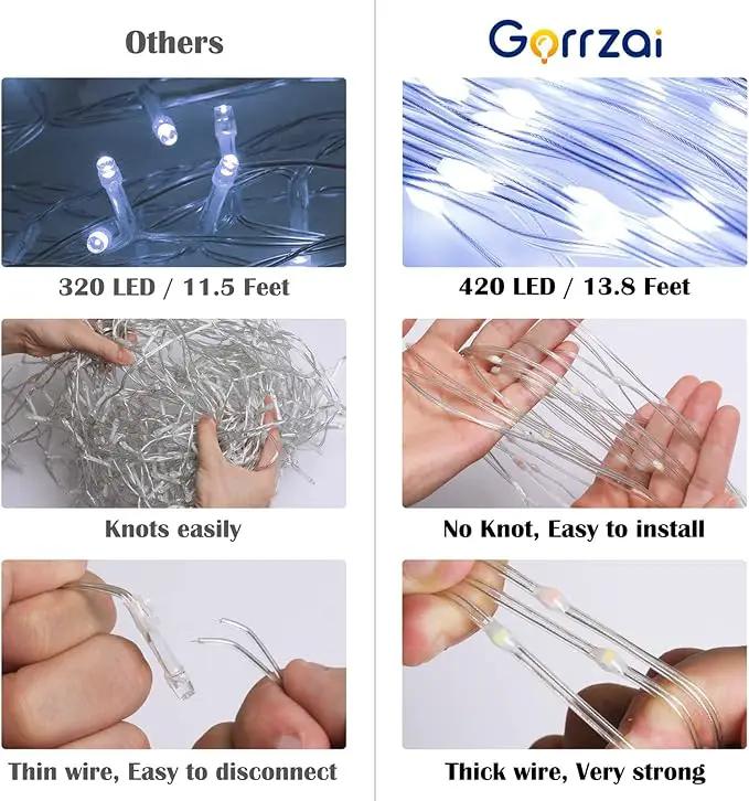 Outdoor Christmas Decorations Yard Star String Lights 420 LED Waterproof, 8 Lighting Modes Waterfall Lights for Yard Patio Garden Party (Cold White) by GreenHaven Gardens