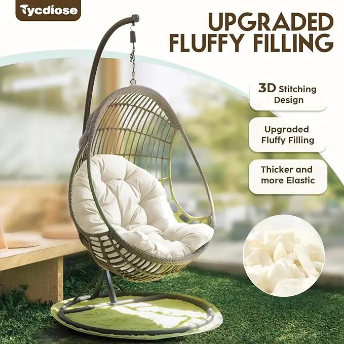 Egg Chair Cushion Replacement, Waterproof Outdoor Hanging Egg Chair Cushion Hammock Swing Chairs Cushions Pads, U-Shaped Thickened Cushions for Hanging Eggs Chairs, 47x33x7 Inches (Cream) by GreenHaven Gardens