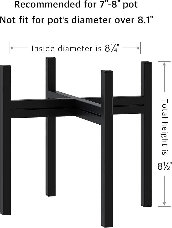 FaithLand Mid Century Plant Stand Indoor Outdoor (EXCLUDING 8" Plant Pot), Metal Planter Stand, Potted Plant Holder, Black, Hold Up to 8 Inch Planter - Upgraded Design by GreenHaven Gardens