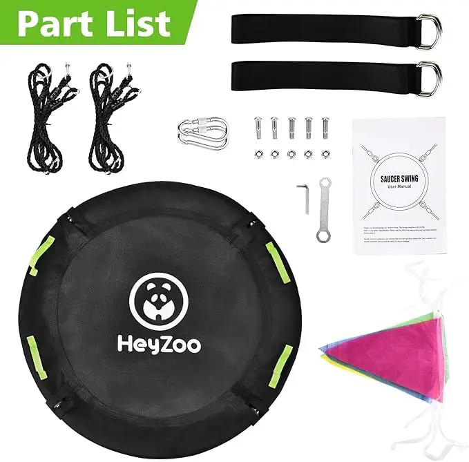 Tree Swing, 60 inch Larger Saucer Swing for Whole Family, 900lbs Weight Capacity, with Adjustable Hanging Straps, for Outdoor Backyard, Gifts for Kids, Black by GreenHaven Gardens