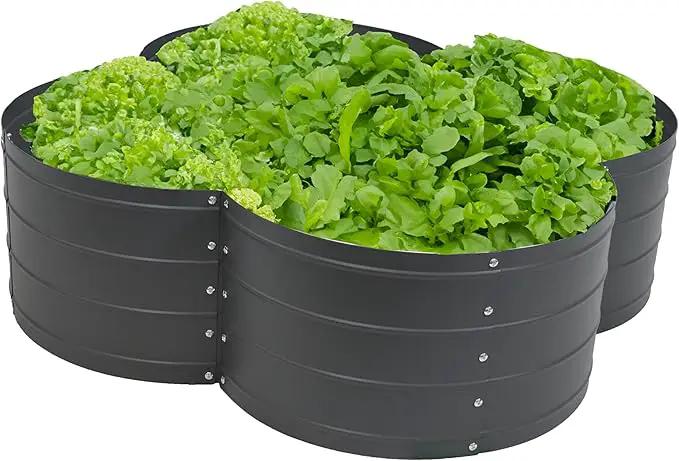 Sunnydaze Galvanized Raised Garden Bed - Metal Raised Bed for Gardening - Outdoor Planter Box for Flowers, Plants, and Vegetables - Gray - 12” H Clover by GreenHaven Gardens