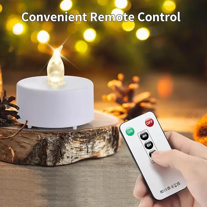 Tea Light Candles with Remote Control,50pack Flickering Flameless LED Candle,Long Lasting 400+Hours,Battery Operated with Timer for Home Decoration Seasonal &Festival Celebration WarmWhite by GreenHaven Gardens