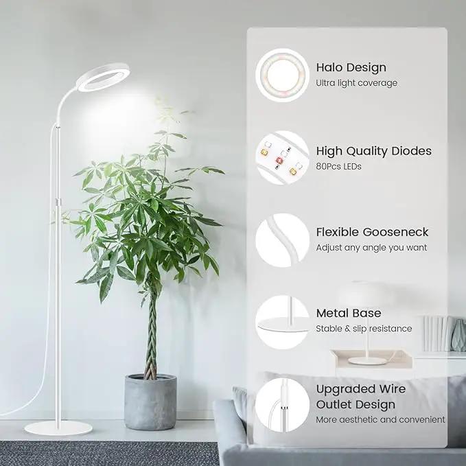 Garpsen Grow Light, Full Spectrum LED Plant Lights with Stand, 3 Color Modes Floor Grow Lamp with Timer 6/12/16H, 5 Dimmable Levels, 67'' Adjustable Height for Indoor Large Plants(White) by GreenHaven Gardens