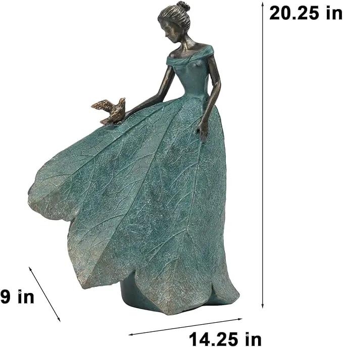 Guichifun Fairy Statue Collection Home Decoration - Leaf Angel Girls Resin Home Decor for Outside or Inside Rustic Garden Outdoor Yard Decorations Figurines Gift 14.25 x 9 x 20.25 Inch by GreenHaven Gardens
