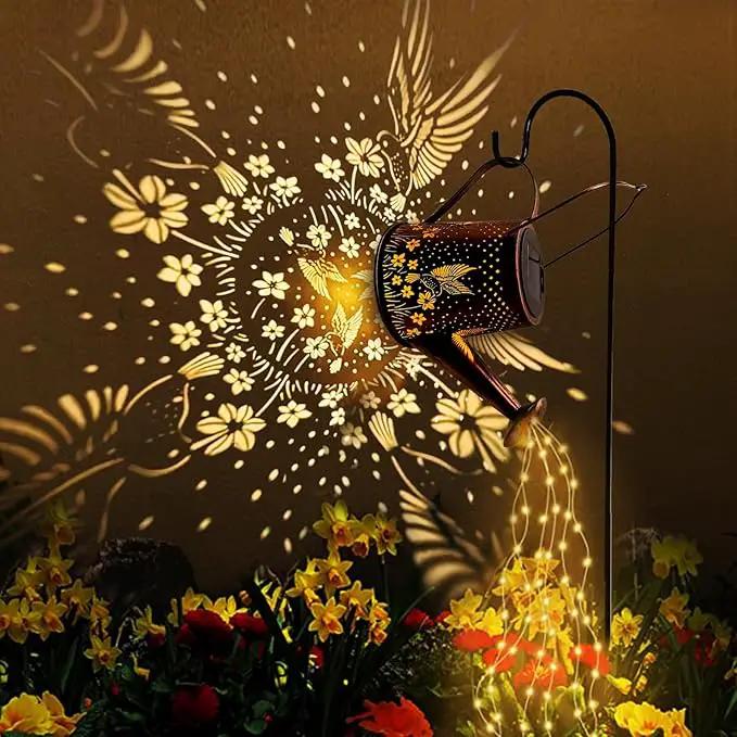 Solar Watering Can Outdoor Lights Garden Decor,Hummingbird Hanging Lantern Waterproof Landscape Lights Outside Decoration for Yard Porch Patio Pathway Gardening Gifts(with 32 inch Shepherd Hook) by GreenHaven Gardens