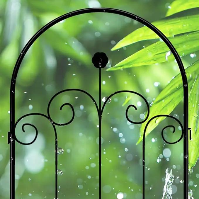 LZRS 4 Pack 71x20in Rustic Iron Arch Decoration Garden Trellis with Black Metal Coating – Perfect for Supporting Climbing Plants Outdoor, Roses, Vines, Flowers, and Vegetables. by GreenHaven Gardens
