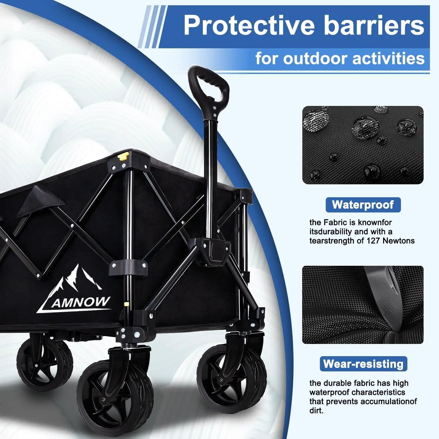 Collapsible Wagon Cart with Wheels Foldable, Folding Wagons Carts with Silent Universal Wheels, Large Grocery Cart On Wheels, Heavy Duty Utility Wagon for Shopping Beach Sports Fishing Camping, 130L by GreenHaven Gardens