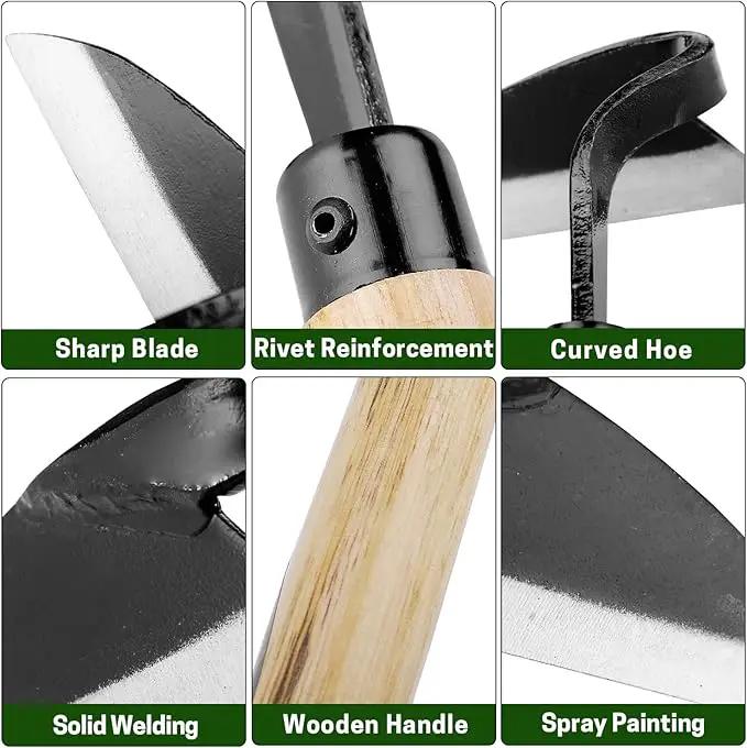 Japanese-Style Weeding Sickle/Hand Hoe, Sickle Garden Hand Weeder Tool with All Steel Blade for Cutting Grass, Digging, Soil loosening by GreenHaven Gardens