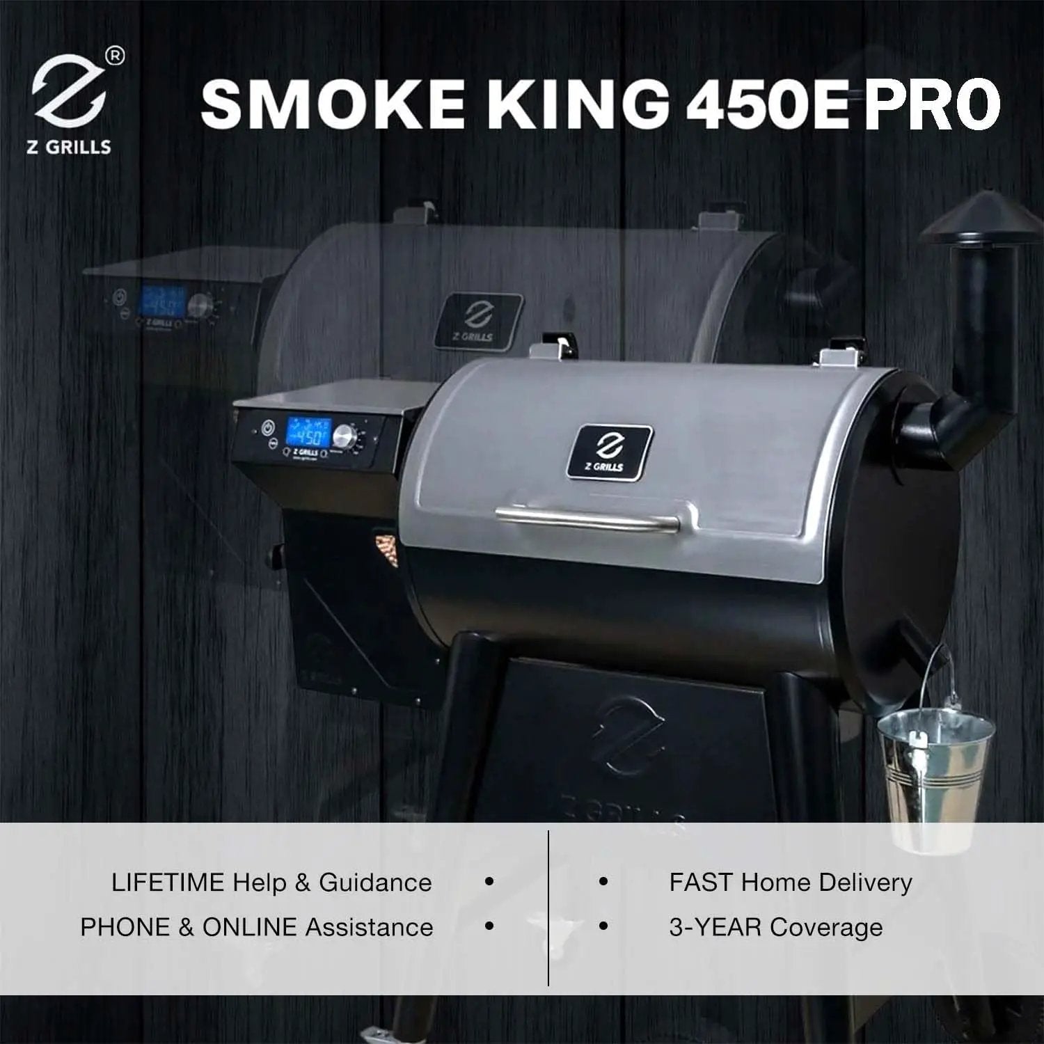 Z GRILLS Wood Pellet Grill Smoker with PID 2.1 Controller, 450°F Max Temperature, 8-in-1 BBQ Grill, 459 Square Inches Cook Area, Meat Probes, Rain Cover (450E PRO) by GreenHaven Gardens