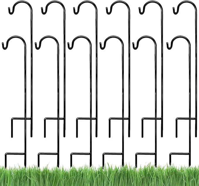Ashman Shepherd's Hooks 35 Inch (12 Pack), Black, Made of Premium Metal for Hanging Solar Lights, Bird Feeders, Mason Jars, Christmas Lights, Lanterns, Garden Stakes and Wedding Décor. by GreenHaven Gardens