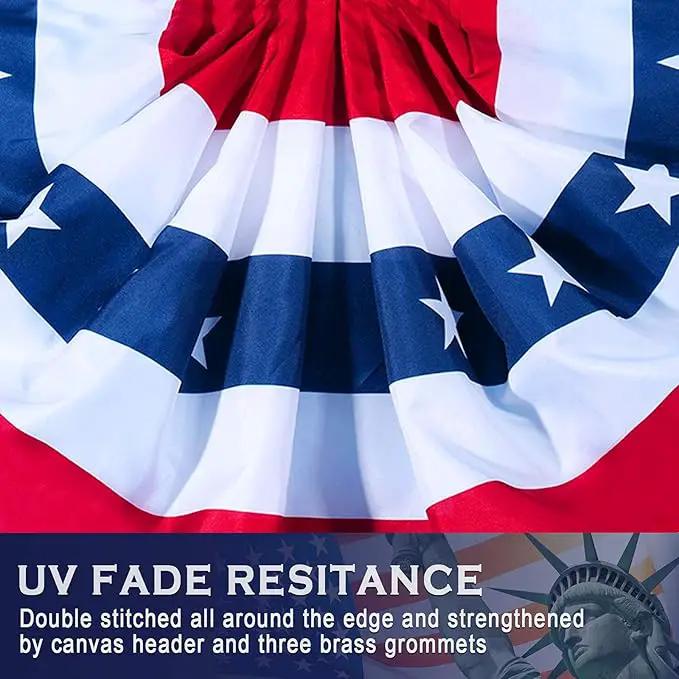 USA Pleated Fan American US Bunting Flag Patriotic Half Fan Banner With Canvas Header and Brass Grommets for 4th of July Memorial Day Indoor Outdoor Decoration (6, 2x4 Feet) by GreenHaven Gardens