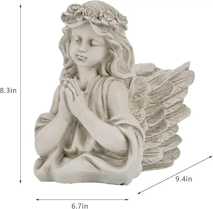 Praying Angel Bust Garden Statue Planters, Angel Wing Planters Pots Mini Vase for Patio, Lawn, Yard Art, Cemetery Grave Decoration, Resin Classical Antique, 8.26" H by GreenHaven Gardens