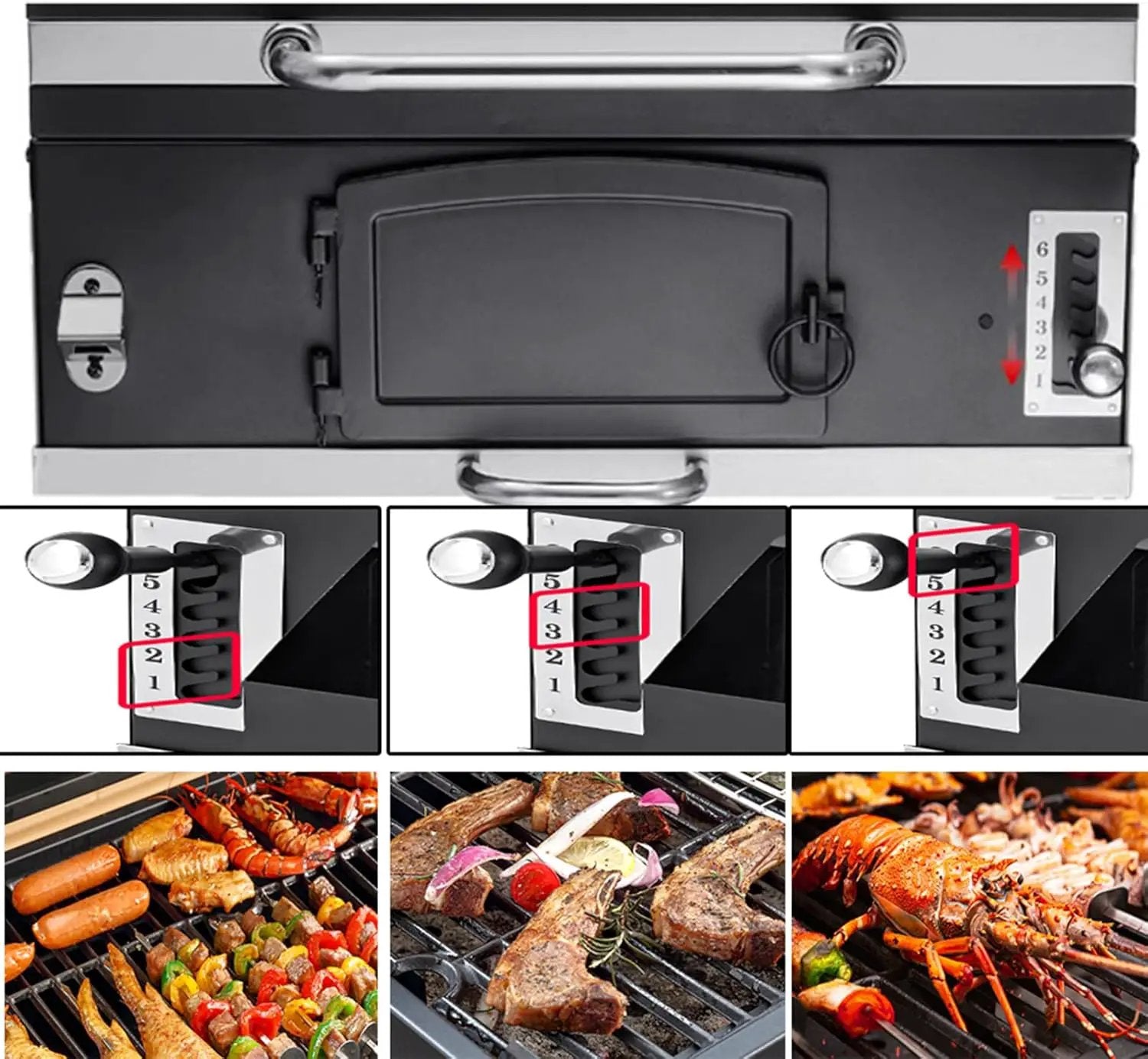 Built In Grill, 29-Inch Oversize Cooking Area Charcoal Grill, Electric rotating grill fork and Height-adjustable Charcoal Trays Outdoor Kitchen,Perfect for Outdoor Patio (Charcoal barbecue grill kit) by GreenHaven Gardens