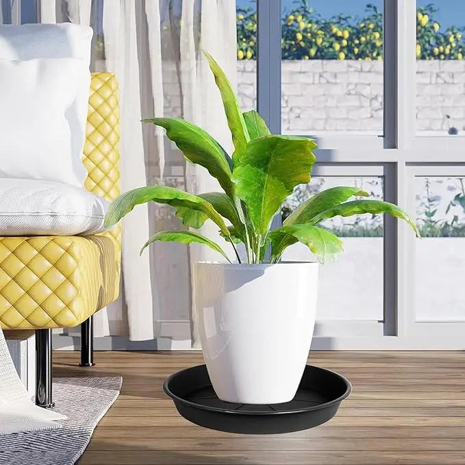2 Pack of Plant Saucer 14 inch, Black Plastic Flower Plant Pot Saucer, Heavy Duty Plant Drip Trays Saucers for Indoor, Plant Water Tray for Planters by GreenHaven Gardens