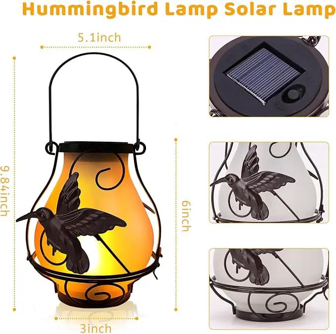 Solar Lanterns, Hanging Outdoor Lantern with Hummingbird LED Flickering Flameless Candles, Solar Lanterns Outdoor Waterproof for Table Party Decorative Yard Pathway (Hummingbird) by GreenHaven Gardens